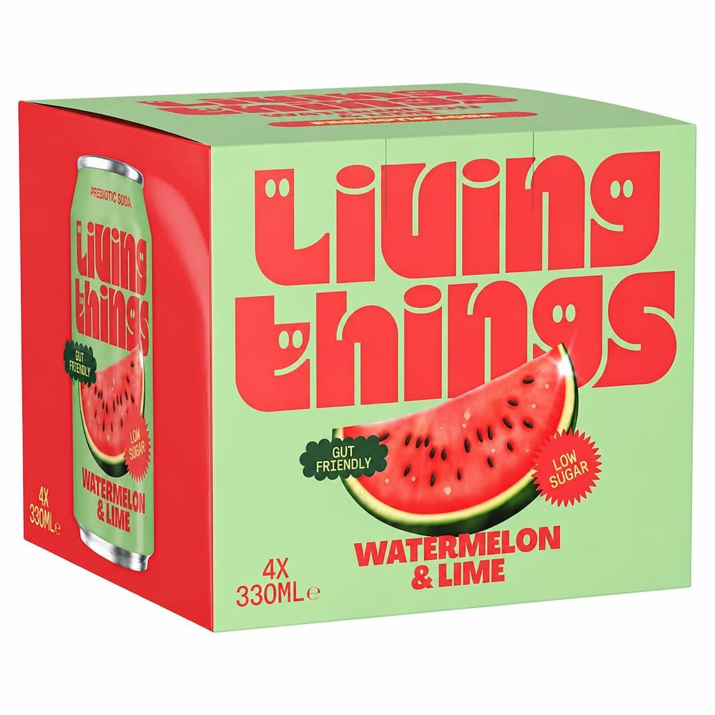 Living Things Watermelon & Lime Soda 4x 330ml