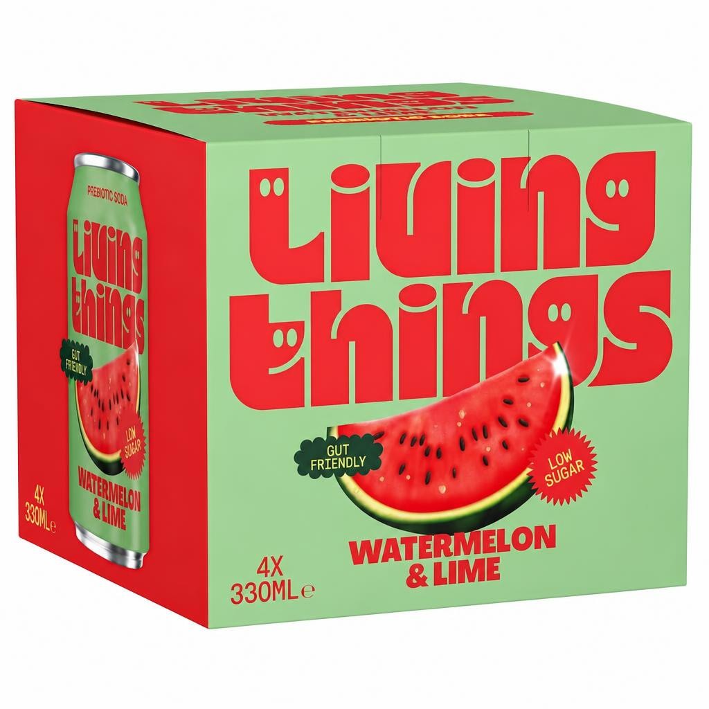 Living Things Watermelon & Lime Soda 4x 330ml