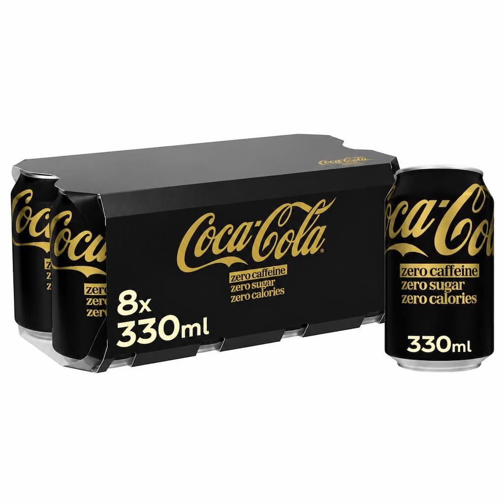 Coca-Cola Zero Sugar Zero Caffeine Soft Drink Cans 8 x 330 mL