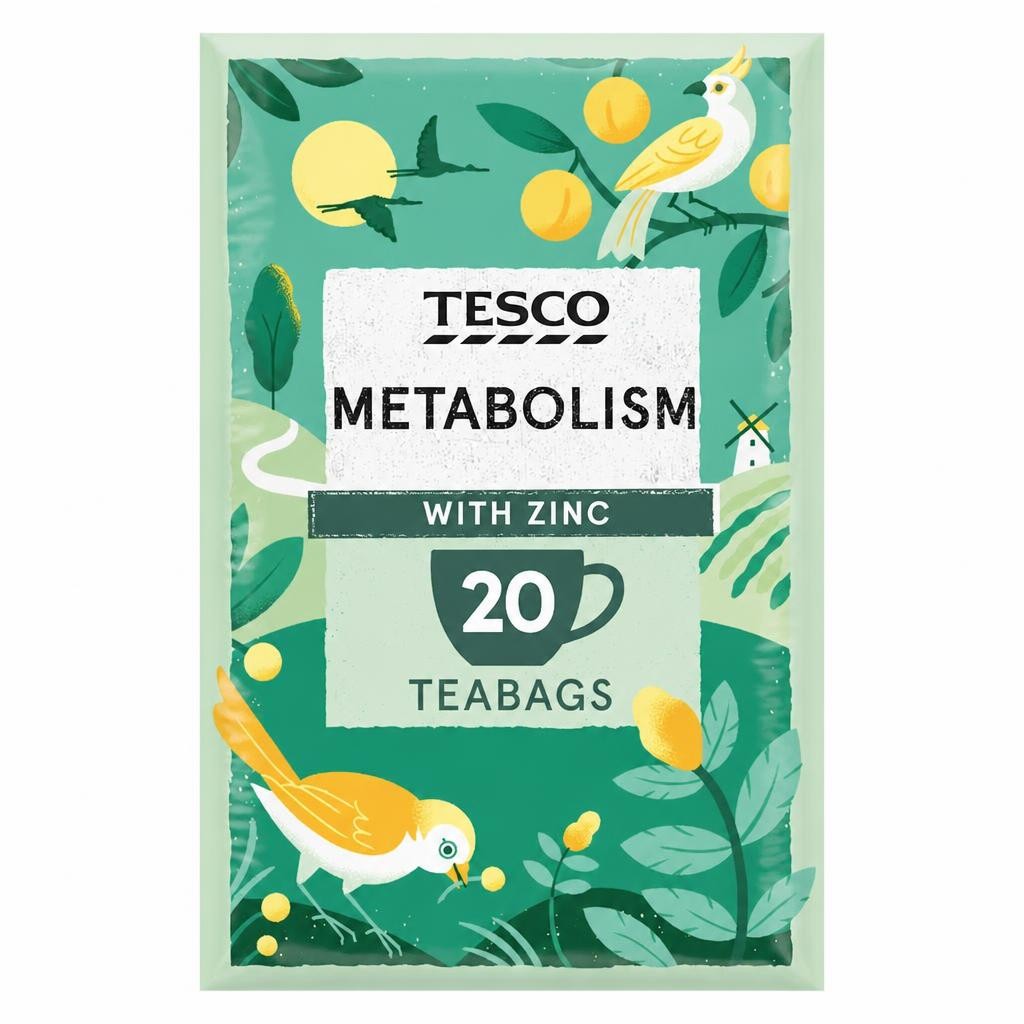 Tesco Metabolism Peppermint with Zinc 20 Herbal Tea Bags 40g
