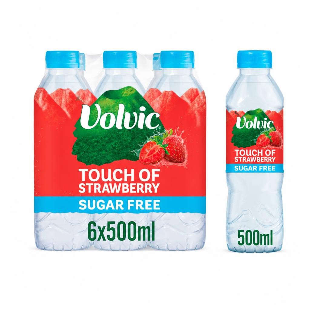 Volvic Touch of Strawberry Sugar Free Flavoured Water 6x500ml