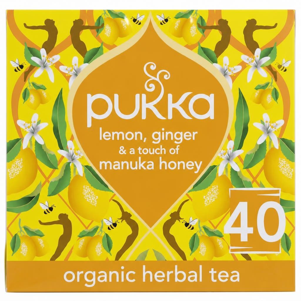 Pukka Organic Lemon, Ginger & a touch of Manuka Honey 40 Immunity Herbal Tea Bags 68g