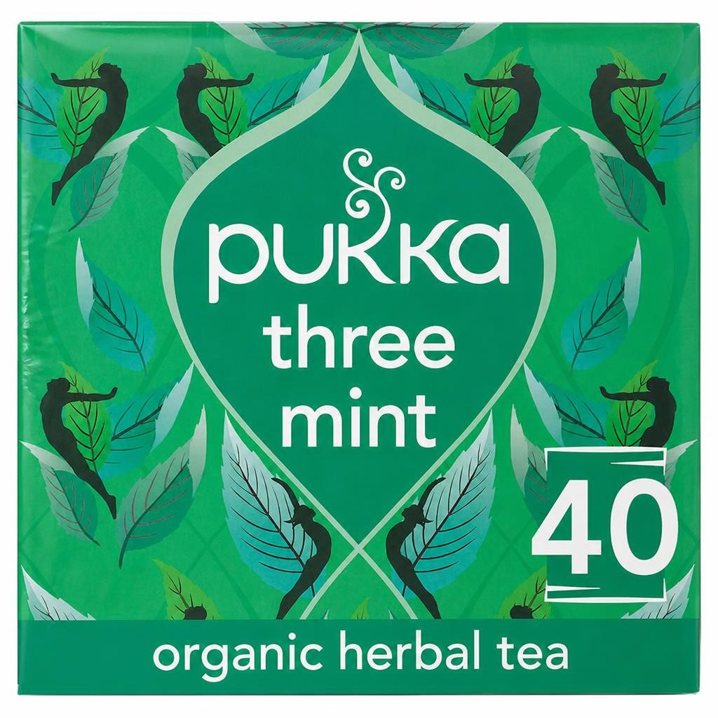 Pukka Organic Three Mint Tea With Peppermint for Digestion 40 Herbal Tea Bags 64g