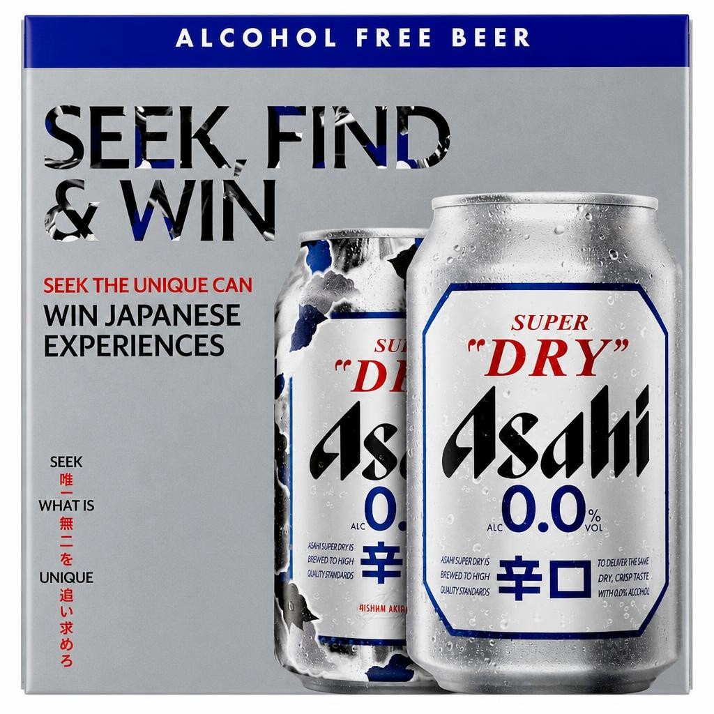 Asahi Super Dry 0% Alcohol Free Beer Lager Cans 4x330ml
