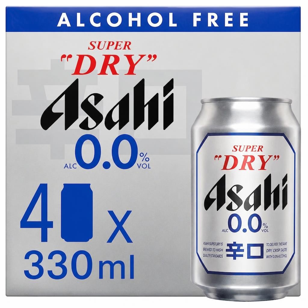 Asahi Super Dry 0% Alcohol Free Beer Lager Cans 4x330ml
