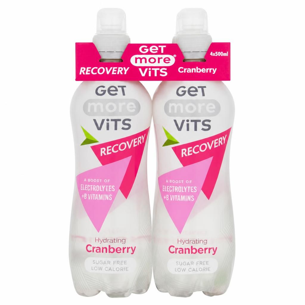 Get More Vitamins Recovery Still Water Cranberry Drink 4X500ml