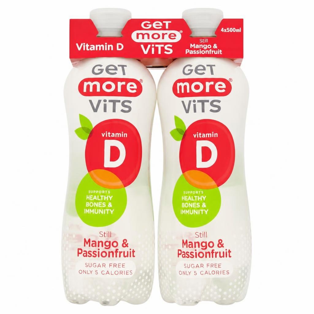 Get More Vits Vitamin D Still Mango & Passionfruit 4x500ml