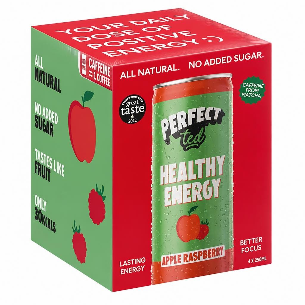 Perfect Ted Green Tea Apple & Raspberry 4X250ml