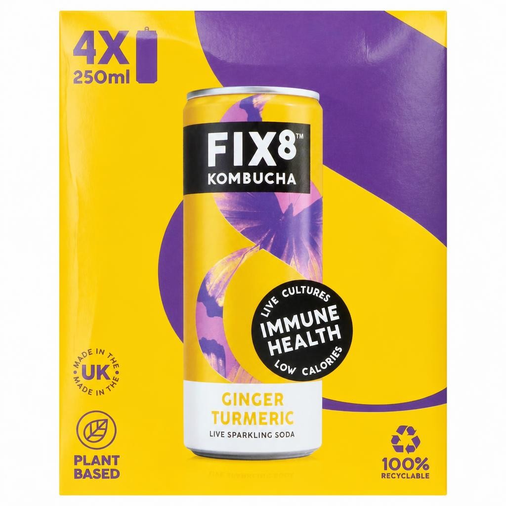 FIX8 Kombucha Ginger Turmeric 4 x 250ml