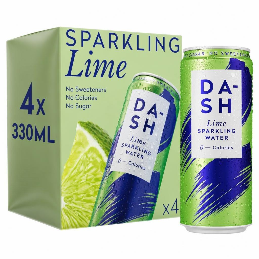 Dash Lime Sparkling Water 4 x 330ml