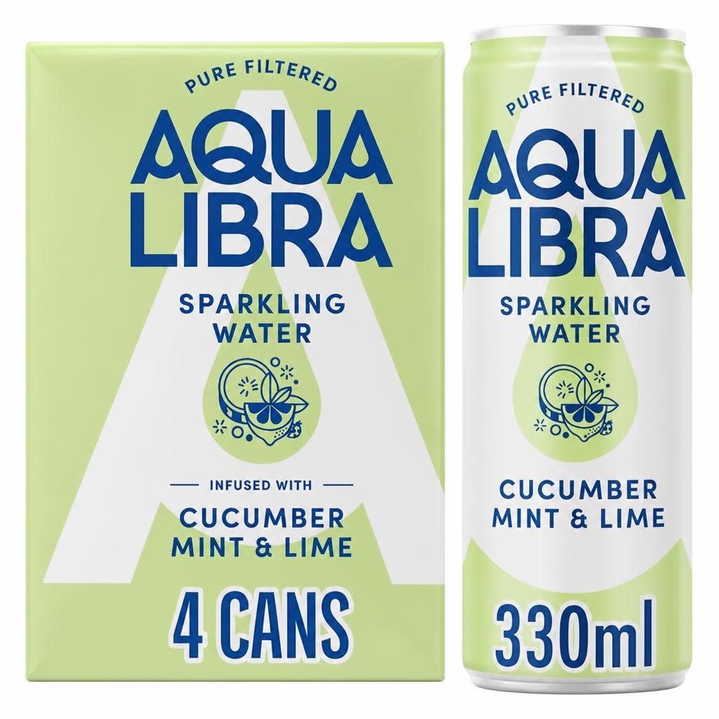 Aqua Libra Sparkling Water Cucumber, Mint and Lime 4 x 330ml