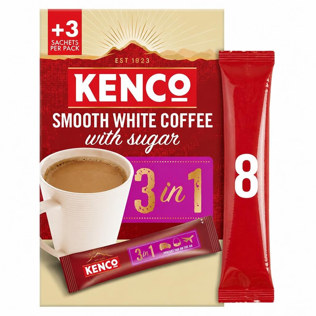 Kenco 3 in 1 Smooth White Instant Coffee Sachets 8 X 12.6g