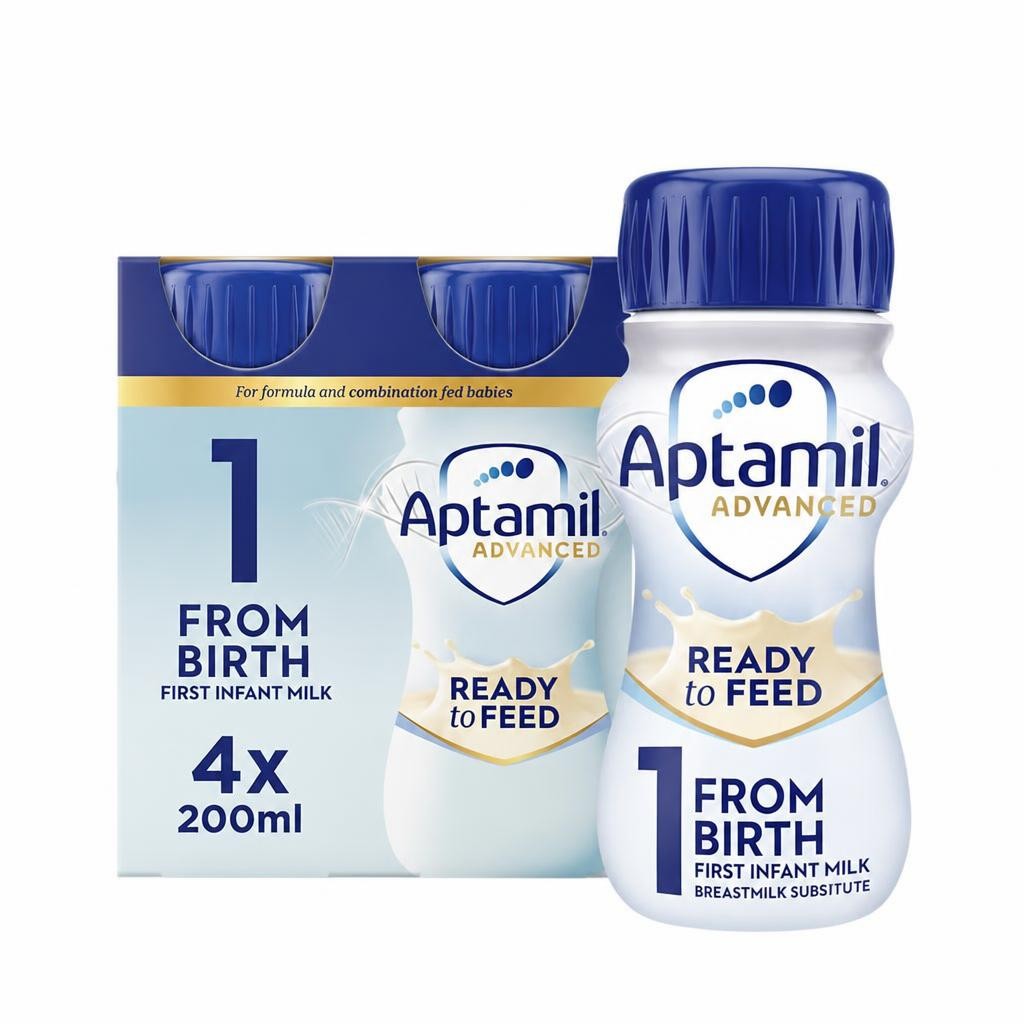 Aptamil Advanced 1 First Baby Milk Formula Liquid Ready to Feed from Birth 4x200ml