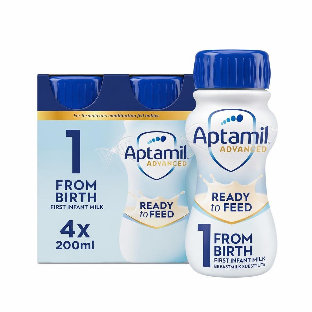 Aptamil Advanced 1 First Baby Milk Formula Liquid Ready to Feed from Birth 4x200ml
