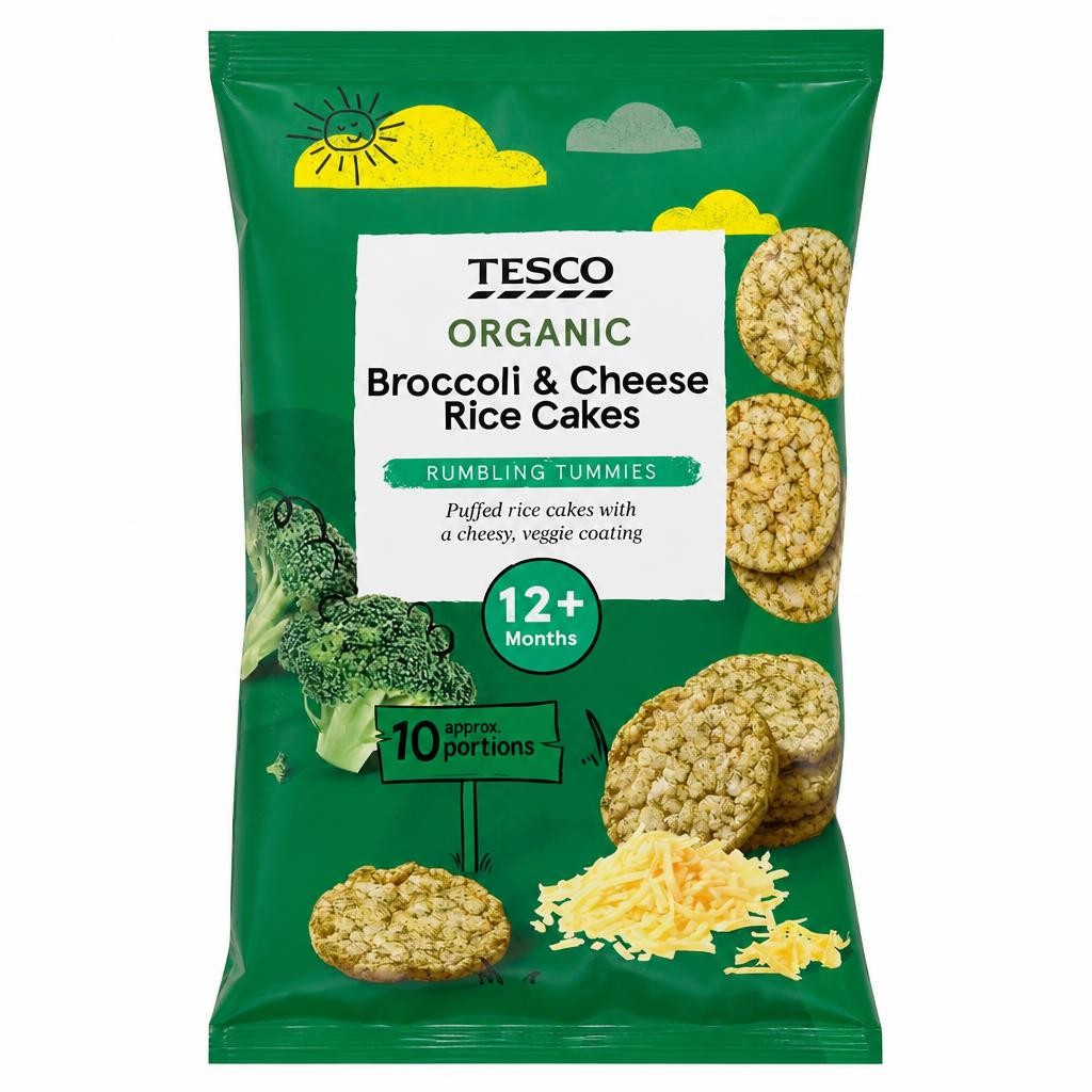 Tesco Organic Broccoli & Cheese Rice Cakes 40g