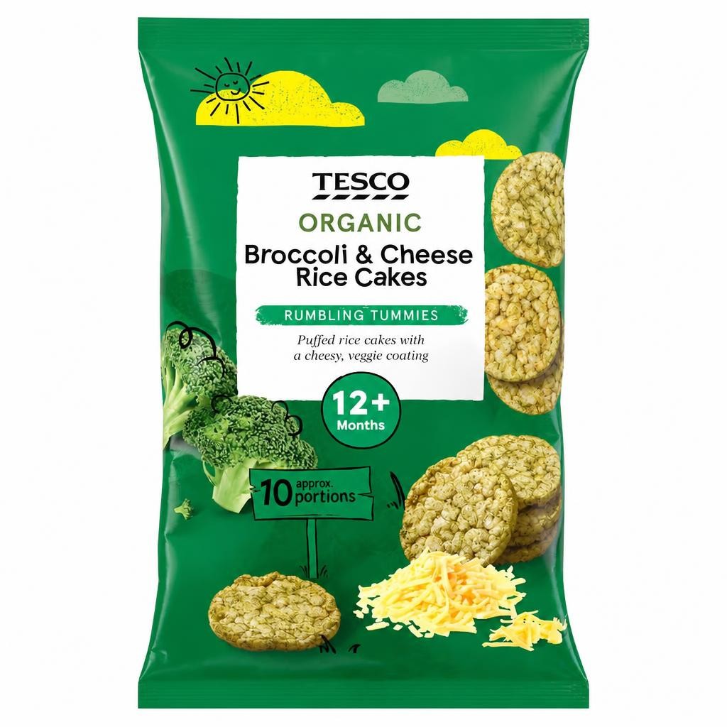 Tesco Organic Broccoli & Cheese Rice Cakes 40g