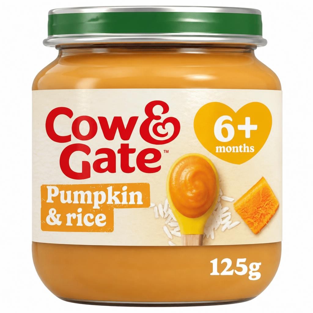 Cow & Gate Pumpkin Rice Baby Food Snack Jar 6+ Months 125g