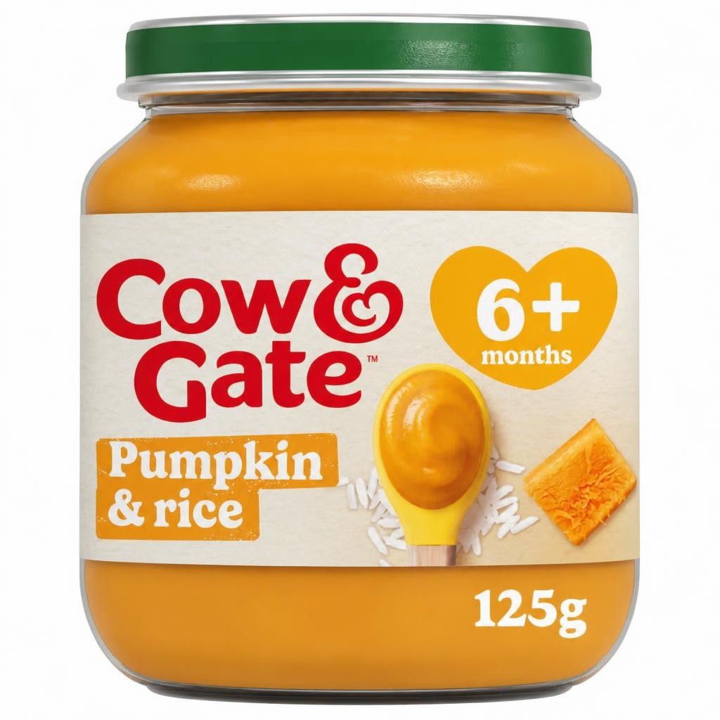 Cow & Gate Pumpkin Rice Baby Food Snack Jar 6+ Months 125g