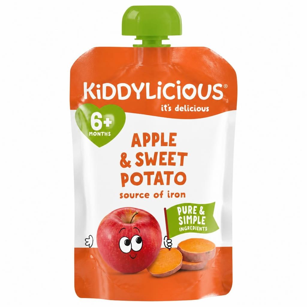 Kiddylicious Pouches Apple & Sweet Potato 6m+ 100g