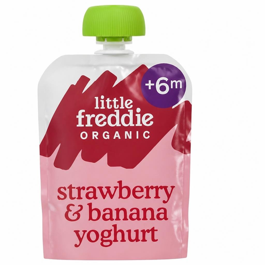 Little Freddie Organic Strawberry & Banana Greek Style Yoghurt Baby Food Pouch 6+ Months 100g