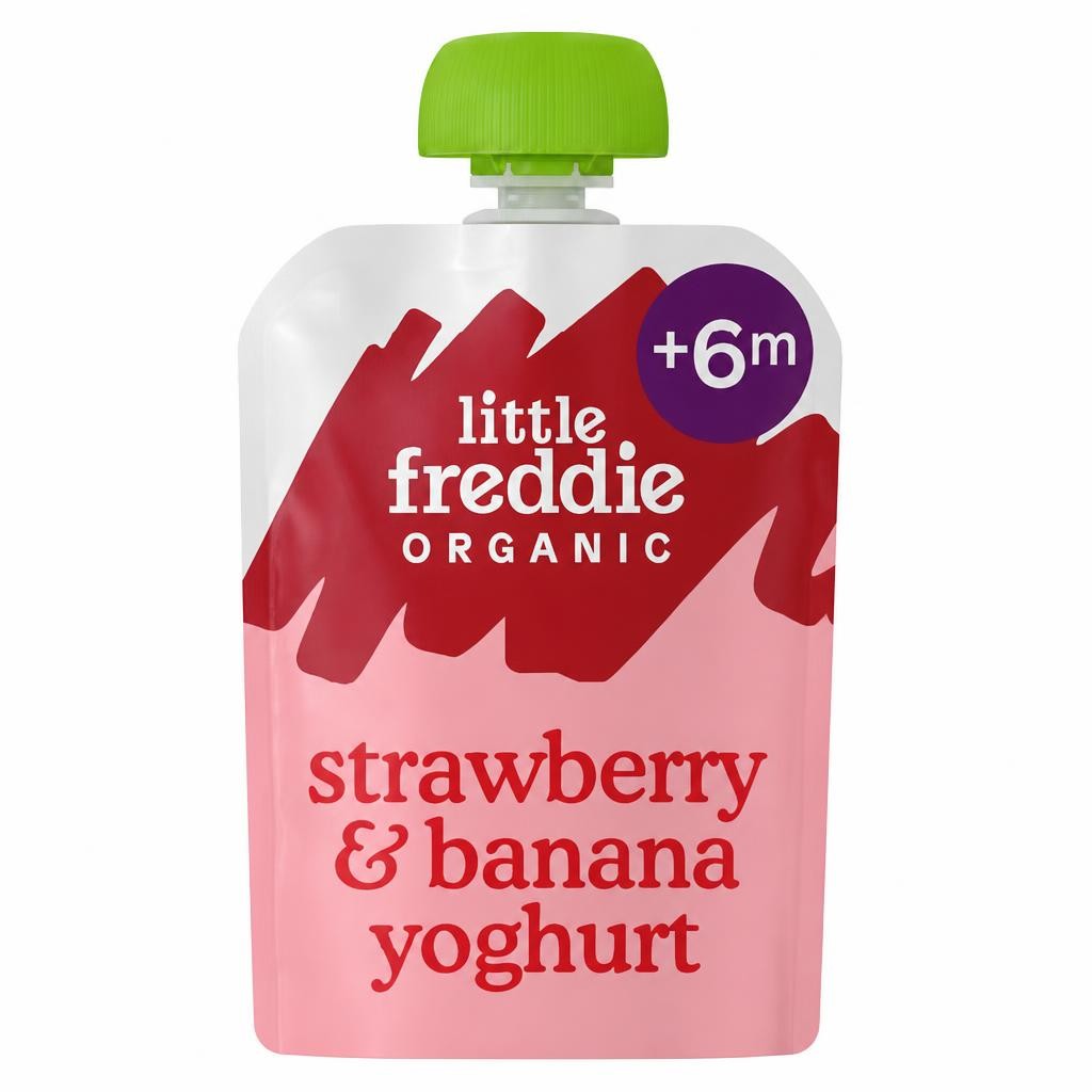 Little Freddie Organic Strawberry & Banana Greek Style Yoghurt Baby Food Pouch 6+ Months 100g
