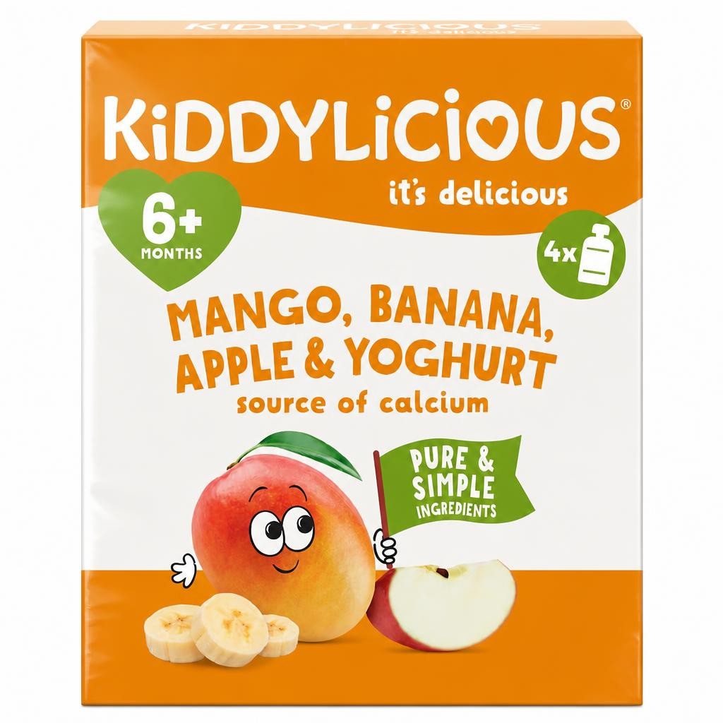 Kiddylicious Mango, Banana, Apple & Yoghurt Pouch 4x100g