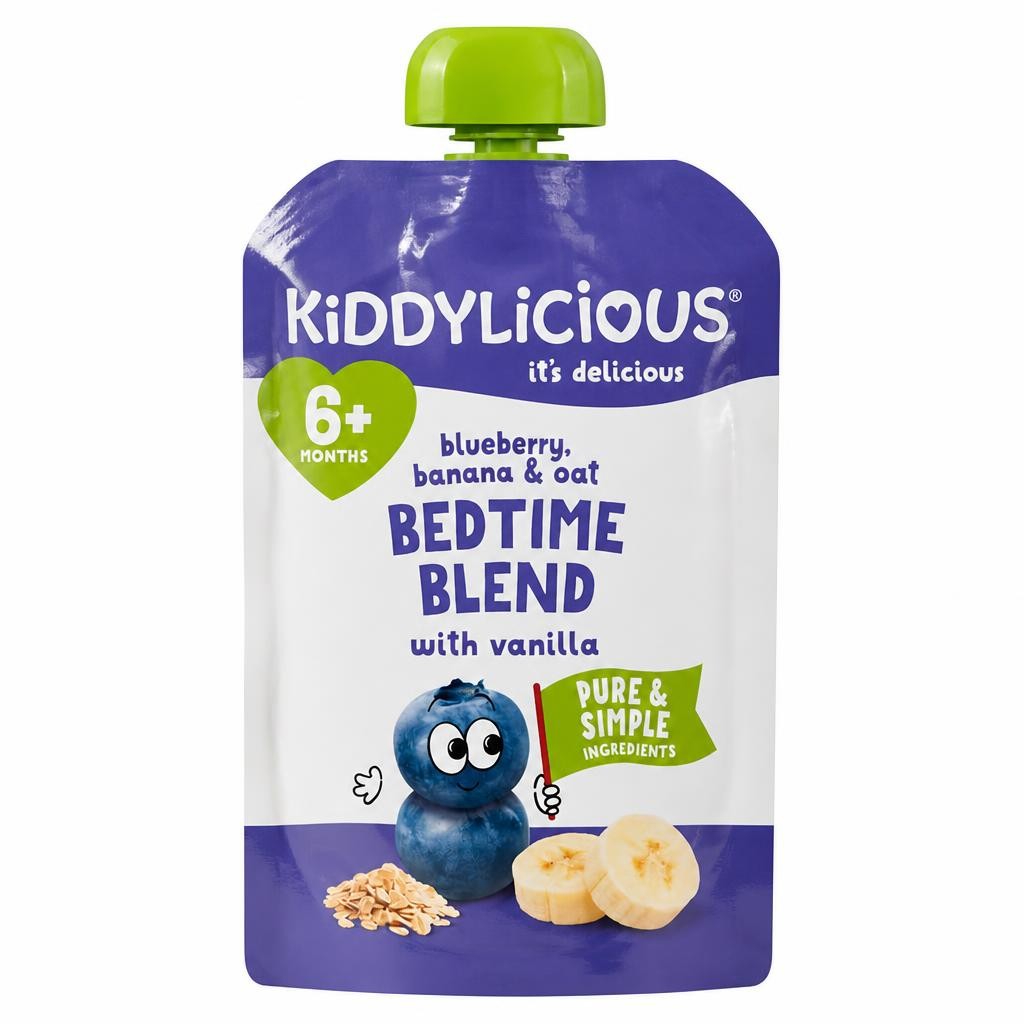 Kiddylicious Pouches Bedtime Blend Blueberry, Banana & Oat 6m+ 100g