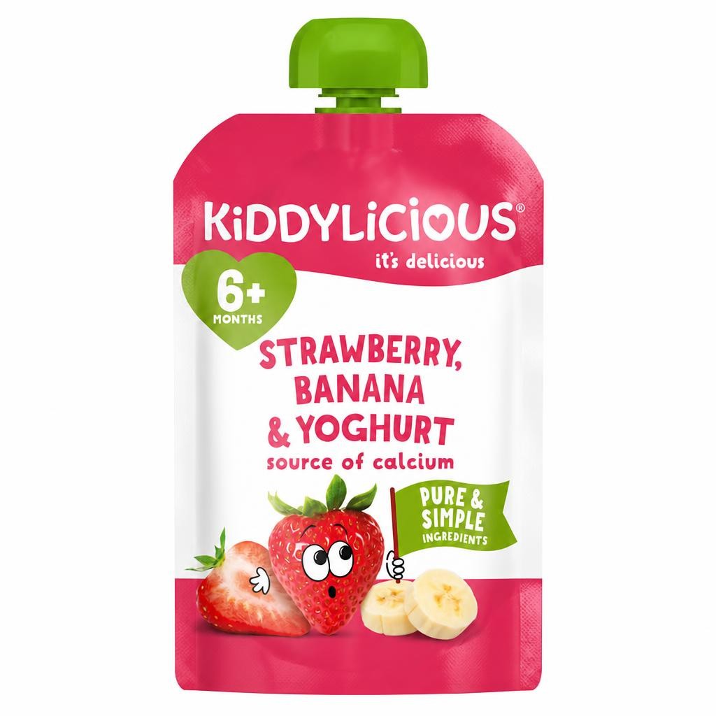 Kiddylicious Strawberry Banana & Yogurt Pouch 100g