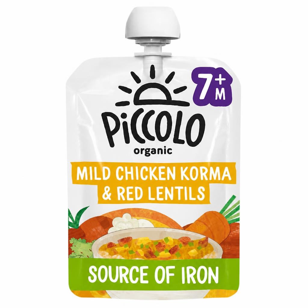 Piccolo Organic Mild Chicken Korma and Red Lentils with Carrot, Yoghurt and Mango 130g