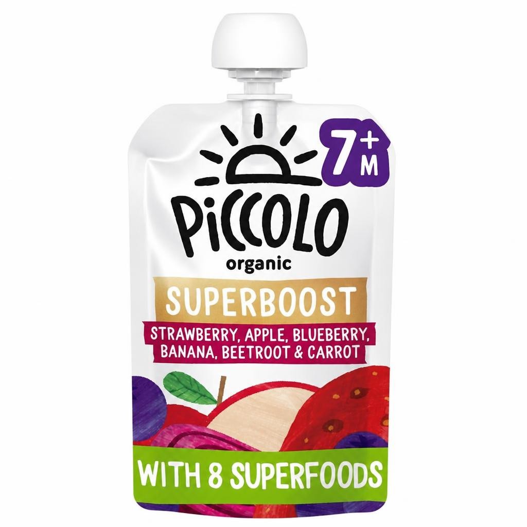 Piccolo Organic Superboost Strawberry, Apple, Blueberry, Beetroot and Carrot 100g