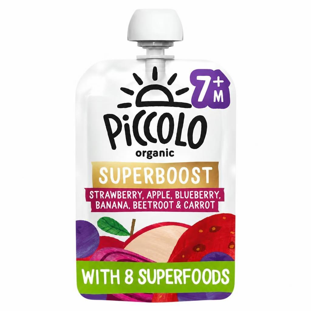 Piccolo Organic Superboost Strawberry, Apple, Blueberry, Beetroot and Carrot 100g