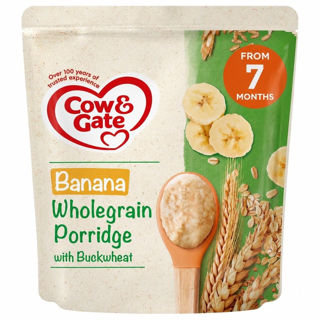 Cow And Gate Banana Wholegrain Porridge Baby Cereal From 7 Month 200G
