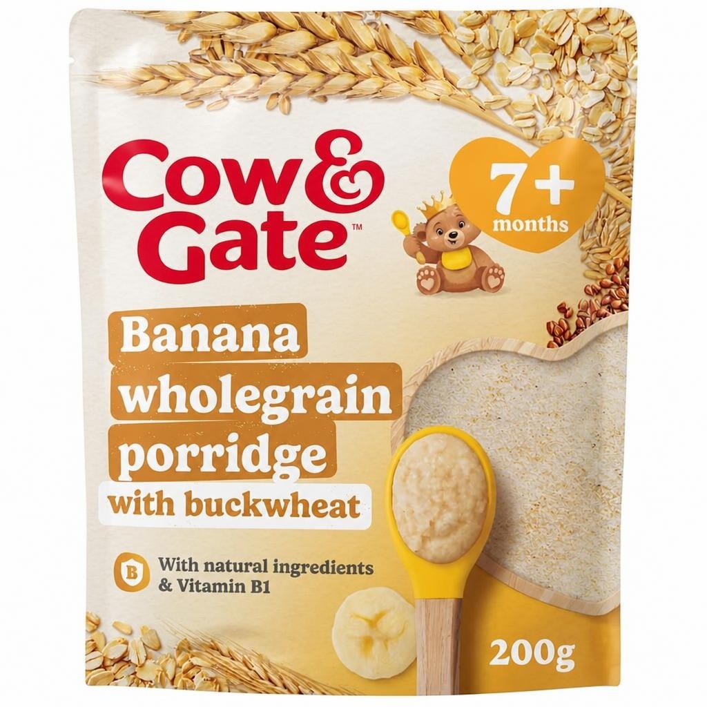 Cow And Gate Banana Wholegrain Porridge Baby Cereal From 7 Month 200G