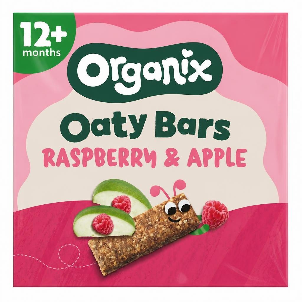 Organix Raspberry & Apple Oaty Bars Organic Toddler Snacks Multipack 6x23g