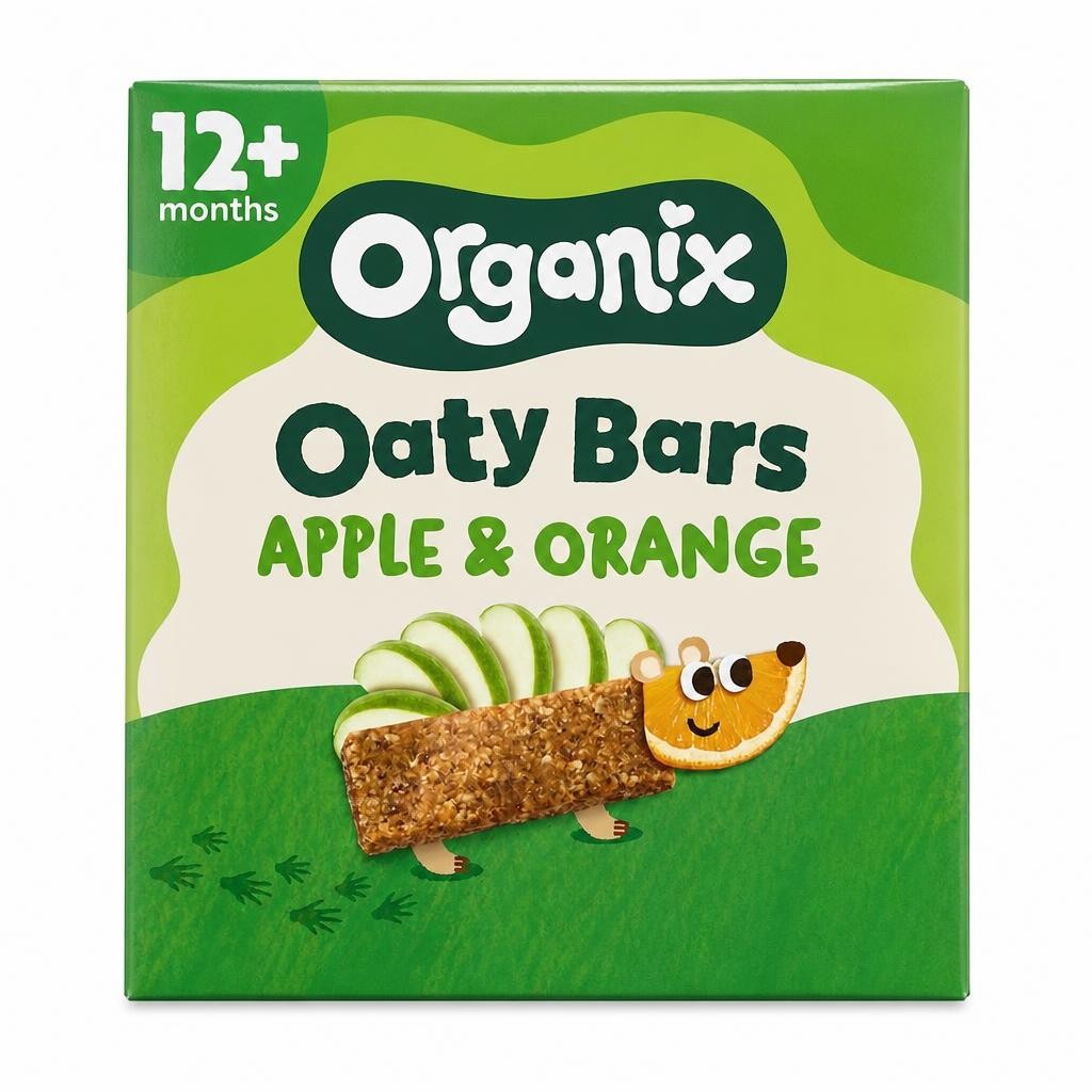 Organix Apple & Orange Oaty Bars Organic Toddler Snacks Multipack 6x23g