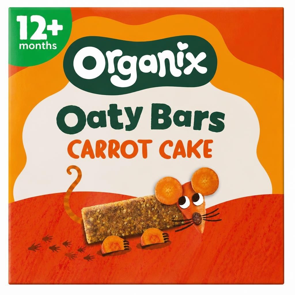Organix Carrot Cake Oaty Bars Organic Toddler Snacks Multipack 6x23g