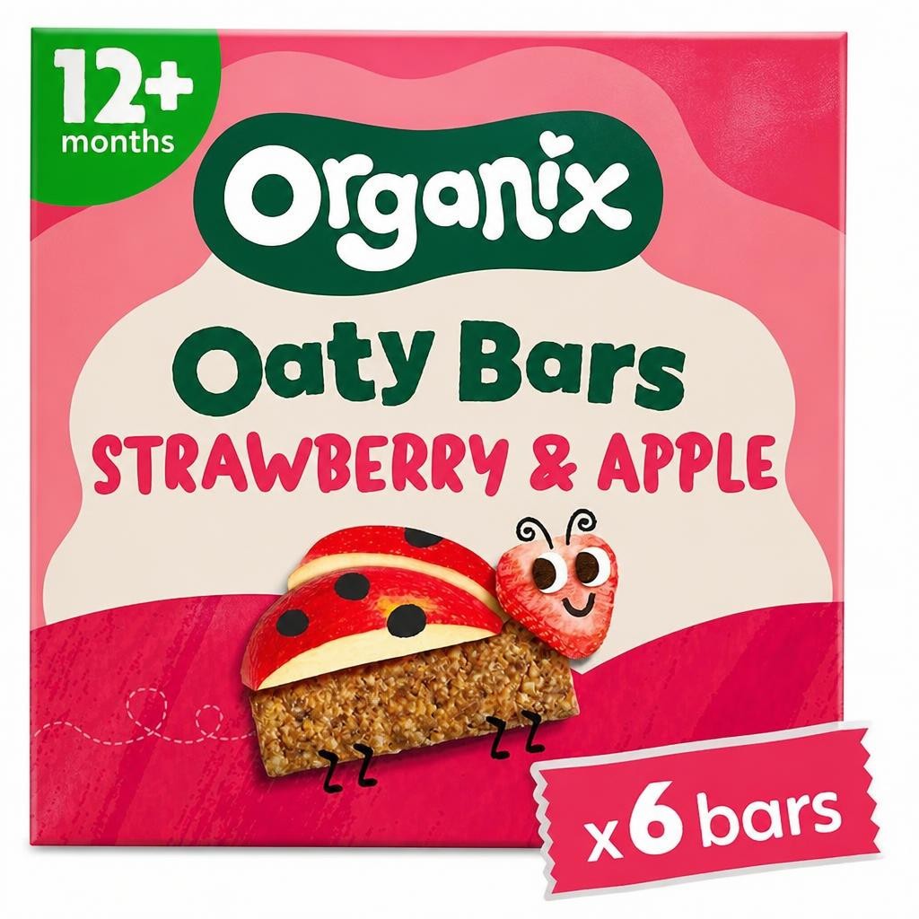 Organix Strawberry & Apple Oaty Organic Bars Toddler Snacks Multipack 6x23g