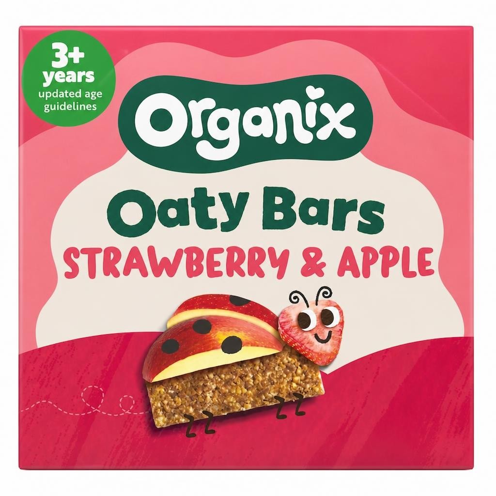 Organix Strawberry & Apple Oaty Organic Bars Kids Snacks Multipack 6x23g 3yrs+