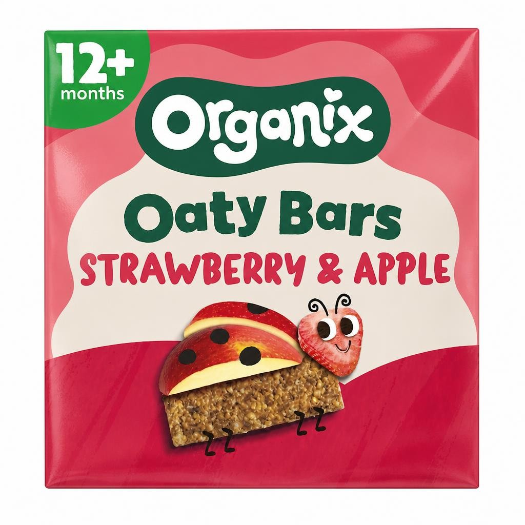 Organix Strawberry & Apple Oaty Organic Bars Toddler Snacks Multipack 6x23g