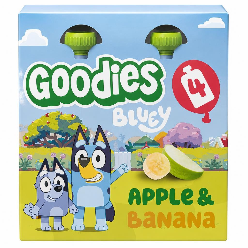 Goodies Bluey Apple & Banana Pouch 4x100g
