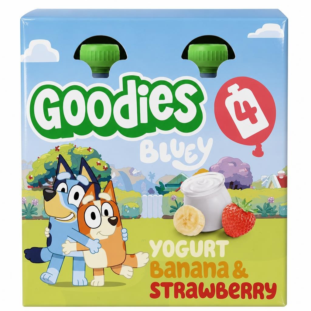 Goodies Bluey Yogurt Banana & Strawberry Pouch 4x100g