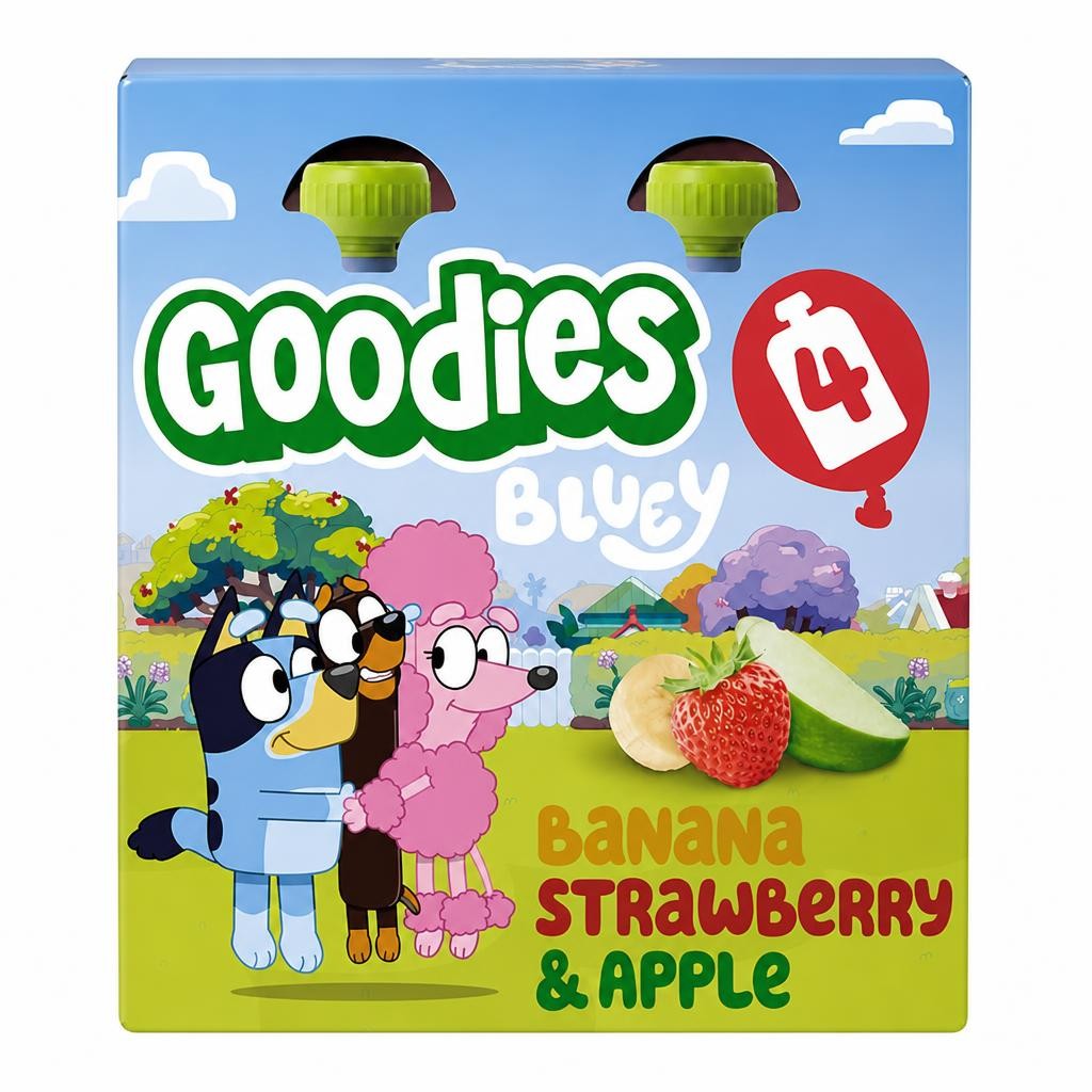 Goodies Bluey Banana Strawberry & Apple Pouch 4x100g