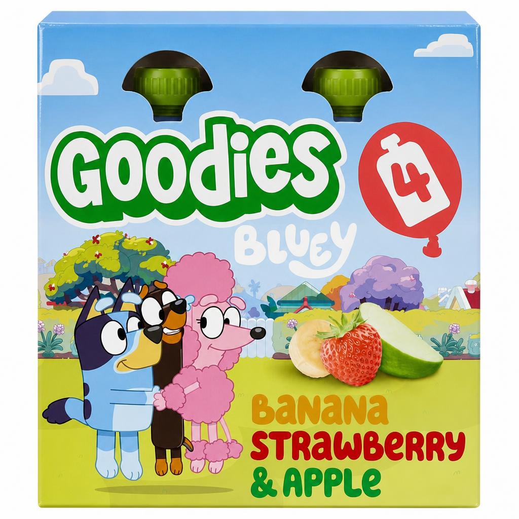 Goodies Bluey Banana Strawberry & Apple Pouch 4x100g