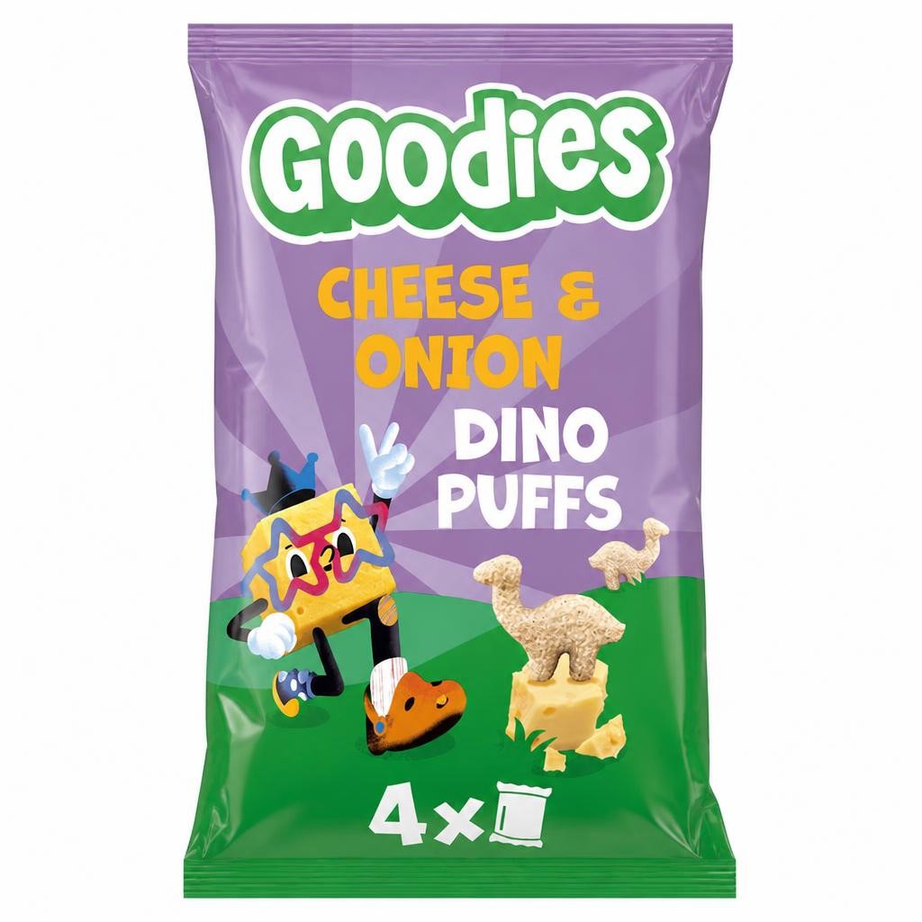 Goodies Kids Snack Dino Puffs Cheese & Onion 4x12g