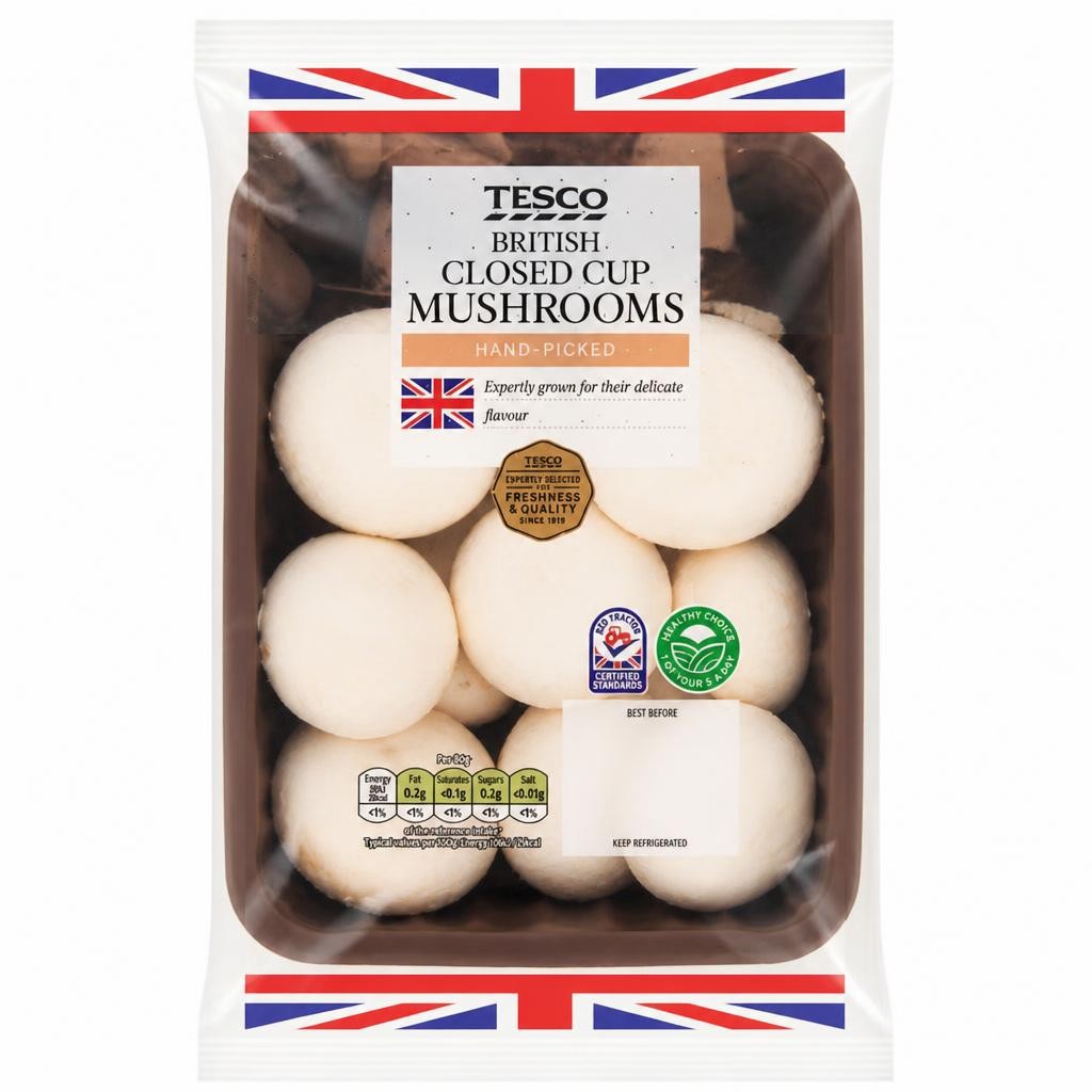 Tesco Closed Cup Mushrooms 400G