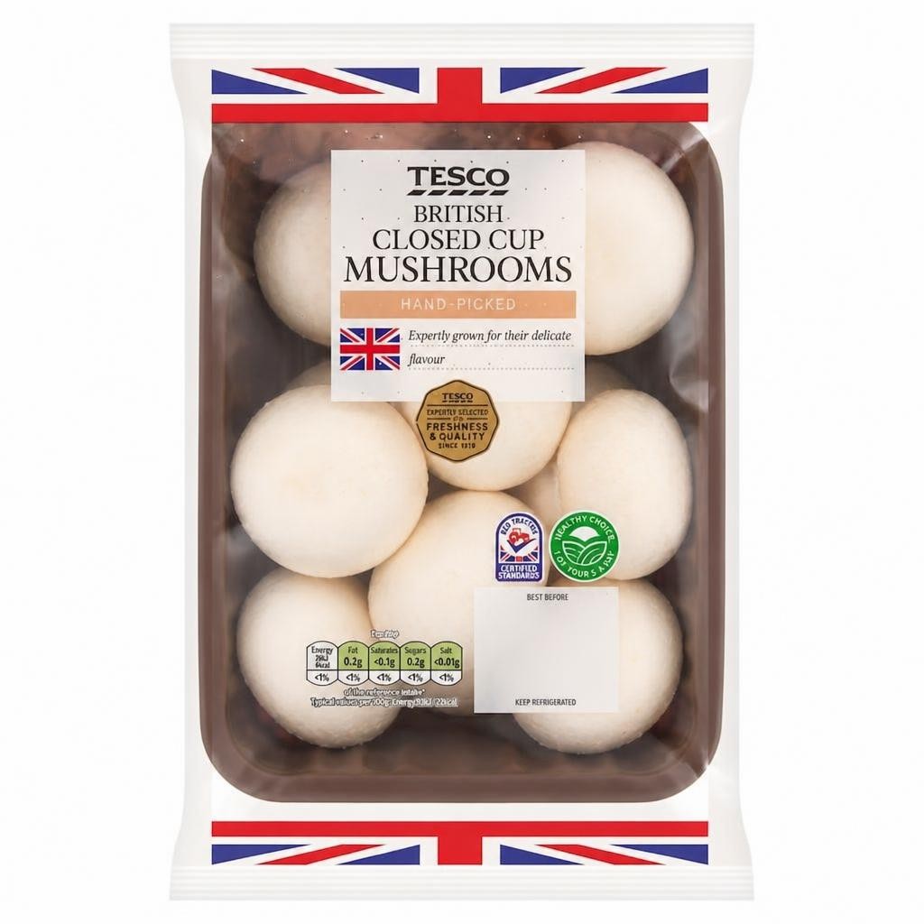 Tesco Closed Cup Mushrooms 400G