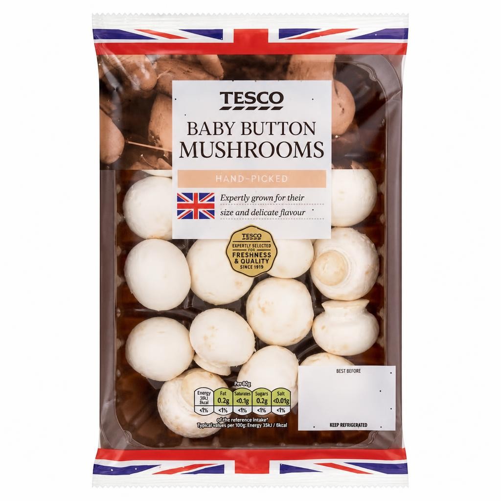 Tesco Baby Button Mushrooms 200G