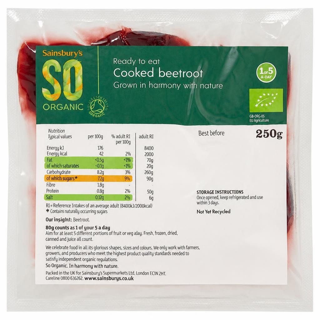 Sainsbury's Beetroot Vacuum Pack, SO Organic 250g