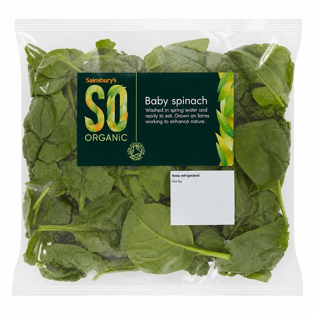 Sainsbury's Spinach, SO Organic 100g