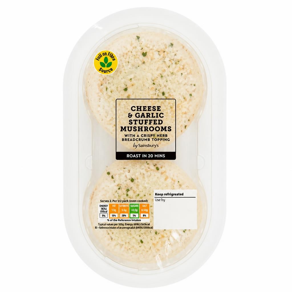Sainsbury's 200g Cheese & Garlic Stuffed Mushrooms